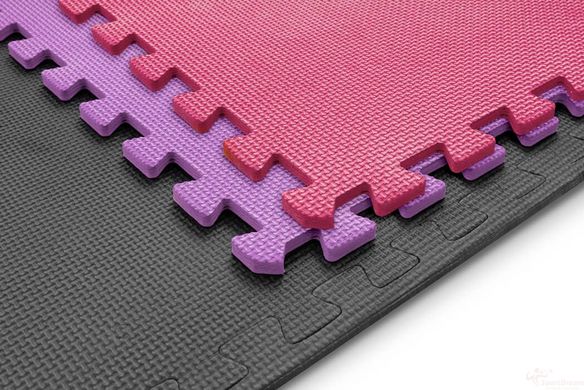 Mat-puzzle Hop-Sport EVA 1cm HS-A010PM - 9 parts gray/purple/pink