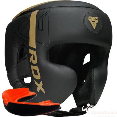 Боксерський шолом RDX F6 KARA Matte Golden M (капа у комплекті)