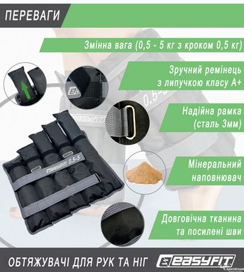 Утяжелители для ног и рук EasyFit наборные жилет 0,5-5 кг (пара)