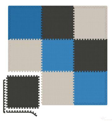 Мат-пазл Hop-Sport EVA 1см HS-A010PM - 9 частин чорний/білий/синій (5902308222748)