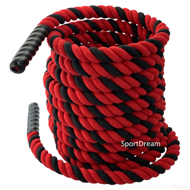 Канат для кросфіту 6 м, діаметр 40 мм бавовняний червоно-чорний (RO-170)