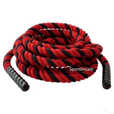 Канат для кросфіту 6 м, діаметр 40 мм бавовняний червоно-чорний (RO-170)