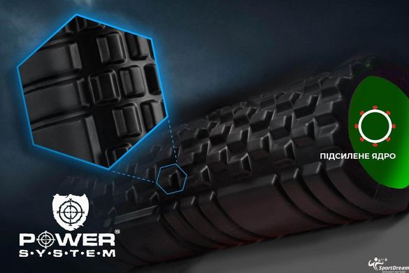 Массажный ролик Power System Fitness Foam Roller PS-4050 Black/Green, Зелений