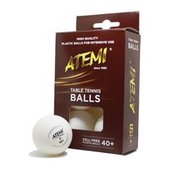 Мячики для настольного тенниса Atemi 1* 6шт 40+ белый (00043038)