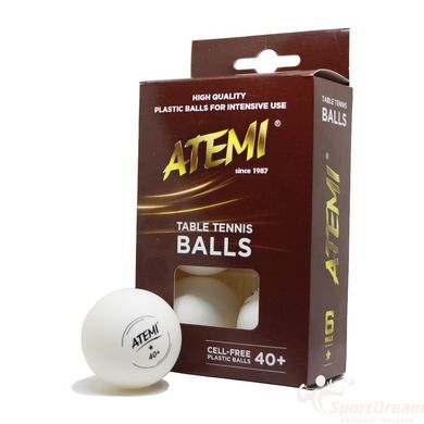 Мячики н/т Atemi 1* 6шт 40+ пластик білі