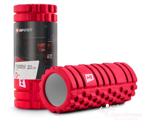Роллер масажер (валик, ролик) Hop-Sport EVA 33см HS-A033YG червоний (5902308216983)