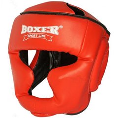 Шлем тренировочный BOXER кожа красный (2033-02К-M)