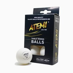 Мячики для настольного тенниса Atemi 3* 6шт 40+ пластик белый