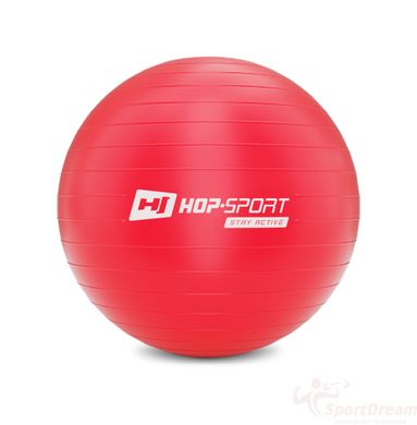 Фитбол Hop-Sport 55см красный + насос 2020 (5902308218864)