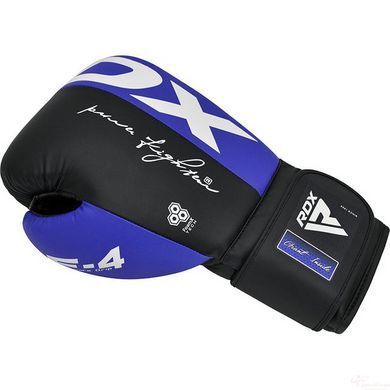 Боксерские перчатки RDX F4 Boxing Sparring Gloves Hook&Loop BLUE/BLACK 10 унций