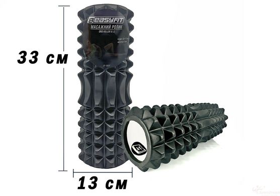 Массажный ролик EasyFit Grid Roller 33 см v.1.2 Черный