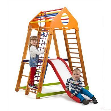 Високий дитячий спортивний комплекс BambinoWood Plus 2 (Горіх) &mdash; 170 см, без монтажу
