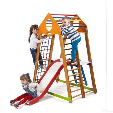 Високий дитячий спортивний комплекс BambinoWood Plus 2 (Горіх) &mdash; 170 см, без монтажу