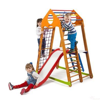 Високий дитячий спортивний комплекс BambinoWood Plus 2 (Горіх) &mdash; 170 см, без монтажу