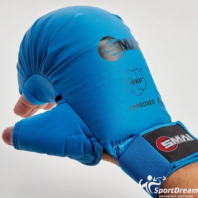 Перчатки для карате с защитой большого пальца с лицензией WKF | синие | SMAI SM P101
