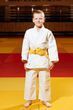 Белое детское кимоно для мальчиков, дзюдо, TM BUDOGI серия BEGINNER, рост 110 см, плотность 350 гр/м.кв