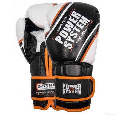 Боксерские перчатки PowerSystem PS 5006 Contender Black/Orange Line 14 унций