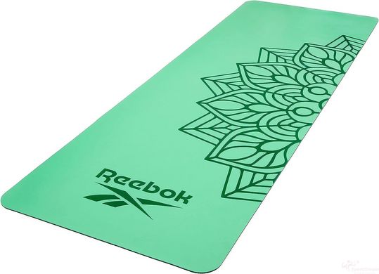 Килимок для йоги Reebok Natural Rubber Yoga Mat зелений, мандала Уні 176 х 61 х 0,4 см