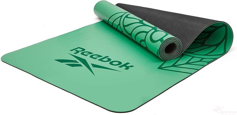 Коврик для йоги Reebok Natural Rubber Yoga Mat зеленый, мандала Уни 176 х 61 х 0,4 см