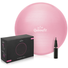 Фітбол Queenfit 65см світло-рожевий + насос (5907766669982)