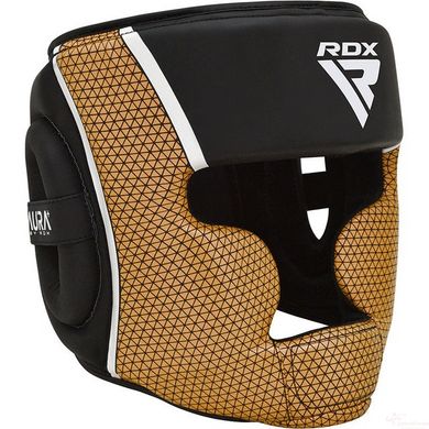 Боксерский шлем RDX AURA PLUS T-17 Black Golden M (капа в комплекте)