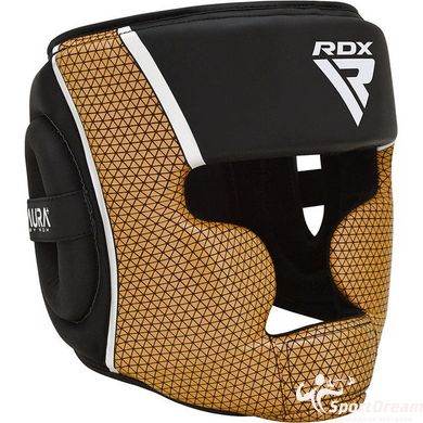 Боксерский шлем RDX AURA PLUS T-17 Black Golden S (капа в комплекте)