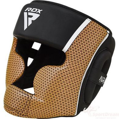 Боксерський шолом RDX AURA PLUS T-17 Black Golden M (капа у комплекті)