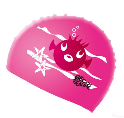 Шапочка для плавання дитяча BECO 73942 рожева з рибкою (силікон)