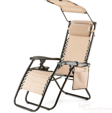 Outtec Zero Gravity Sun folding sunbed with a beige canopy