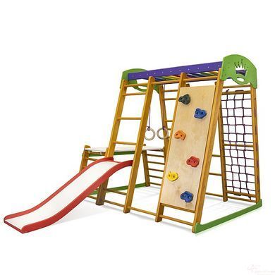 Дитячий спортивний комплекс SportBaby Карапуз Plus 1-2 (150 см) з гіркою та столом (Горіх)