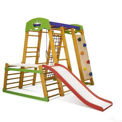 Дитячий спортивний комплекс SportBaby Карапуз Plus 1-2 (150 см) з гіркою та столом (Горіх)