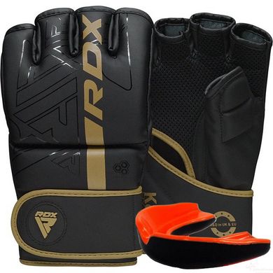 Перчатки ММА RDX F6 KARA Matte Golden M (капа в комплекте)