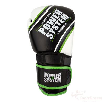 Боксерские перчатки PowerSystem PS 5006 Contender Black/Green Line 16 унций