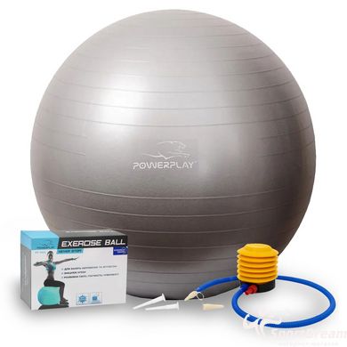 Мяч для фитнеса и гимнастики PowerPlay 4001 75см серебристый.