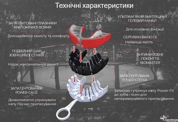 Капа OPRO Platinum UFC Hologram Fangz-Black Metal/Red (art.002261002)