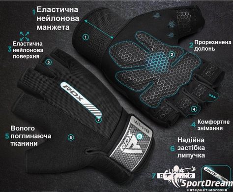 Перчатки для фитнеса RDX W1 Half Gray Plus S
