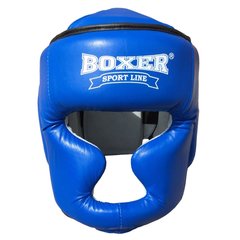 Шлем тренировочный BOXER кожа размер L синий (2033-01С-L)